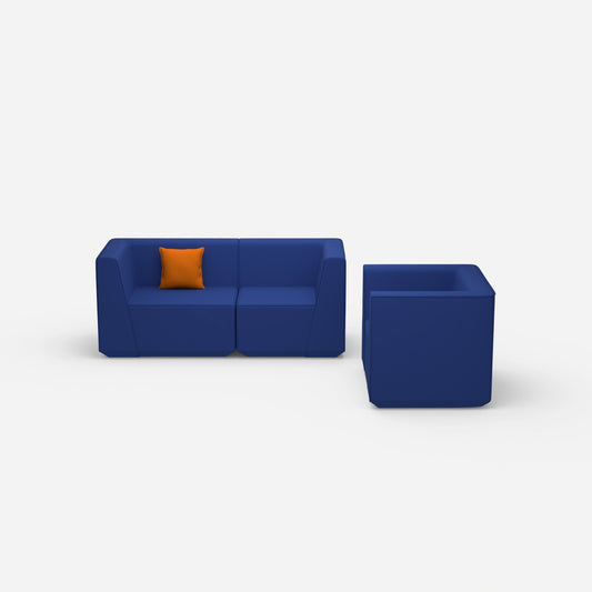 2 Sitzer Sofa mit Sessel 270 cm breit von vorne