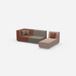 Two-seater sofa with recamiere from the side