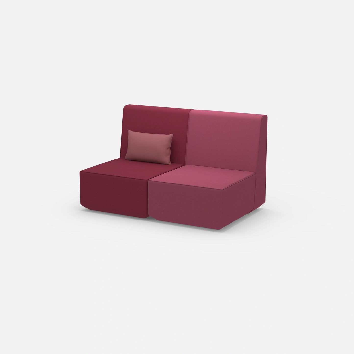 2er Sofa rosa mit hohem Rücken von der Seite