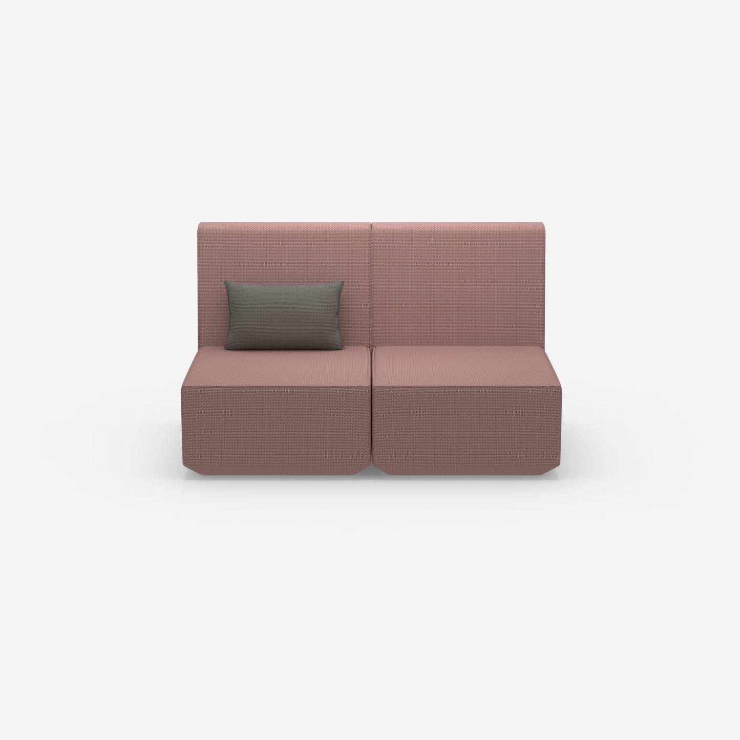 2er Sofa rosa mit hohem Rücken von vorne