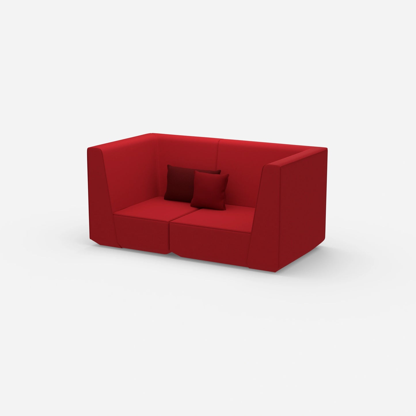 2er Sofa rot von der Seite