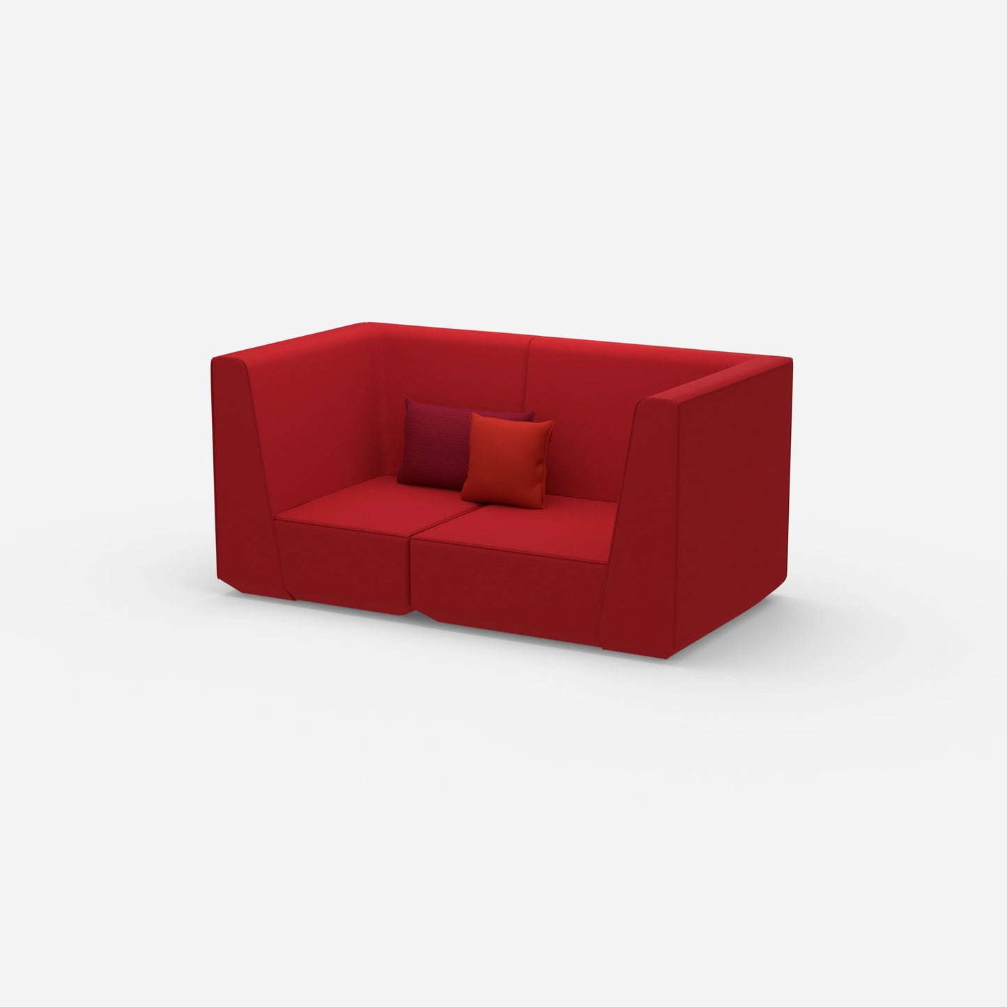 2er Sofa rot von der Seite