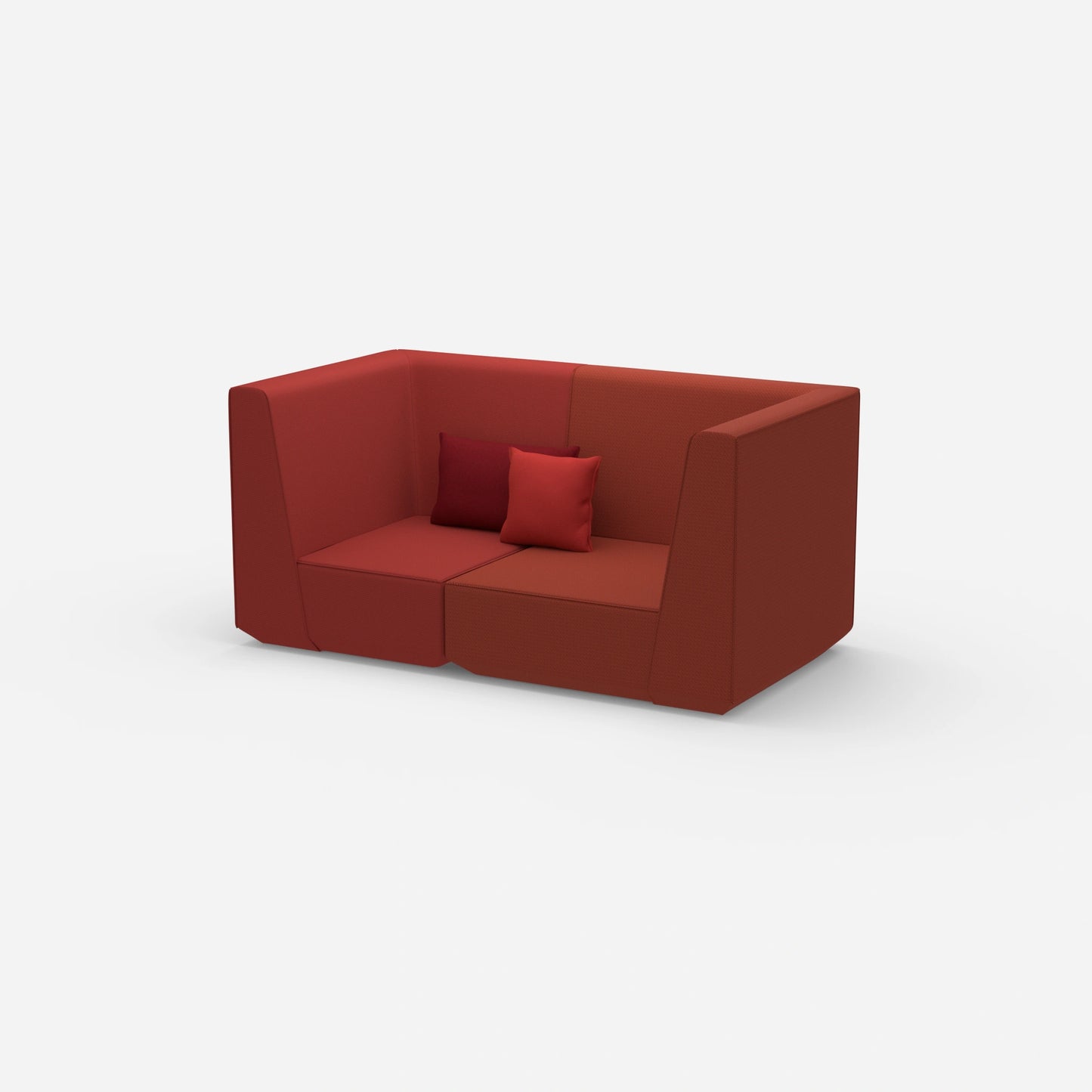 2er Sofa rot von der Seite