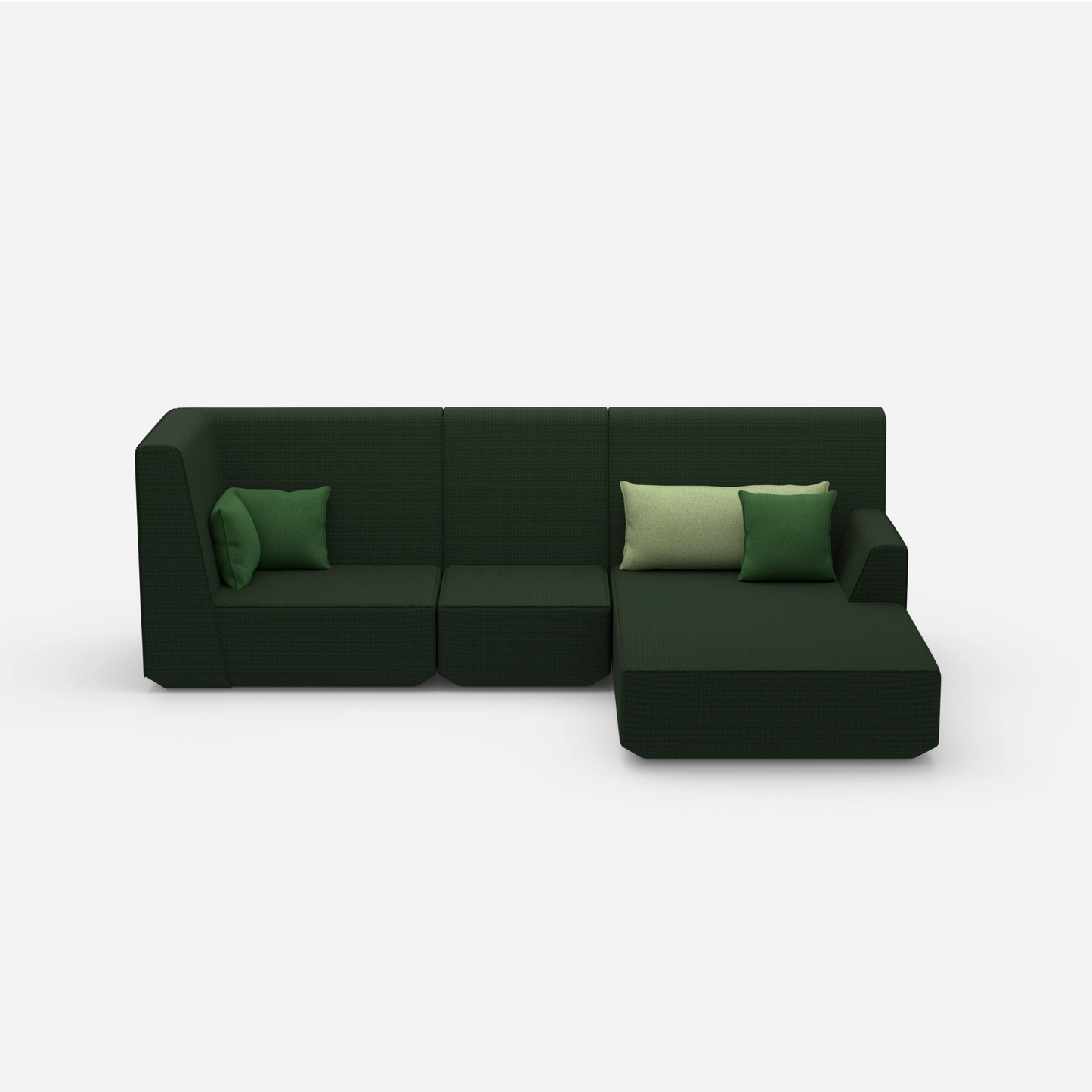 3 Personen Sofa mit Ottomane von vorne