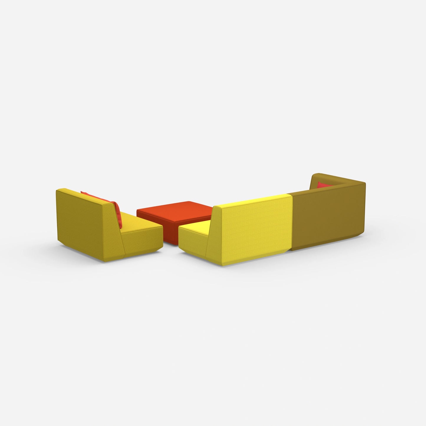 3 Sitzer mit Sessel von hinten