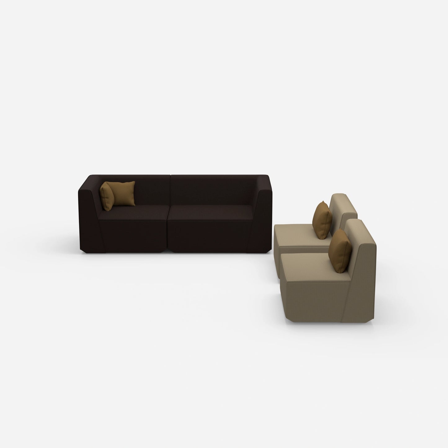 3 Sitzer Sofa mit 2 Sesseln von vorne