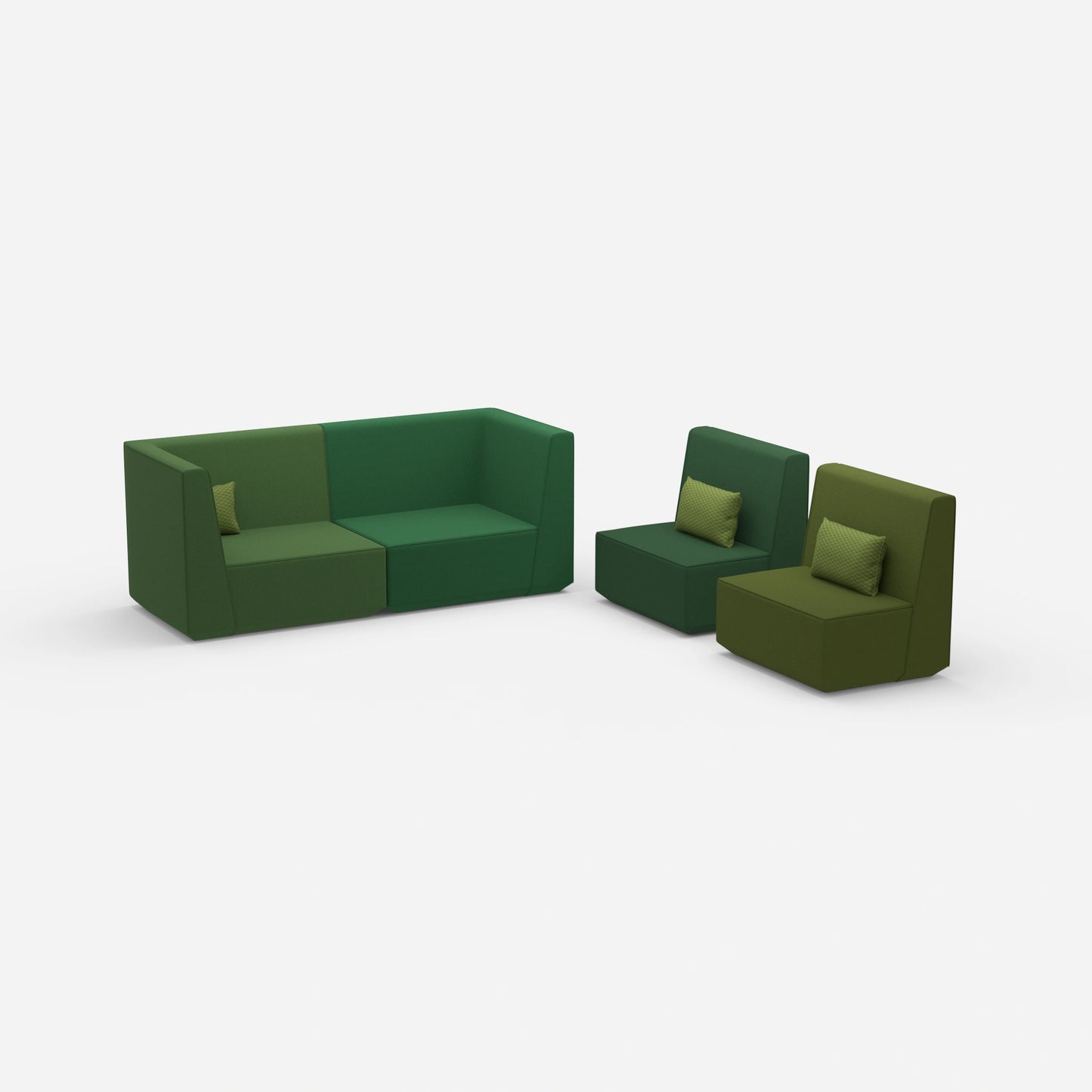 3 Sitzer und 2 Sessel von der Seite