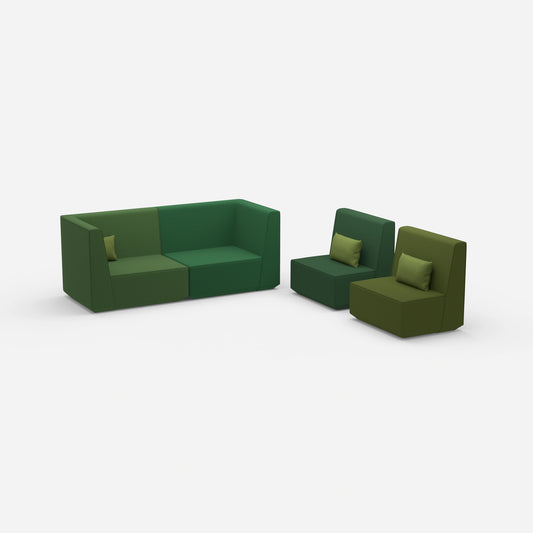 3 Sitzer und 2 Sessel von der Seite