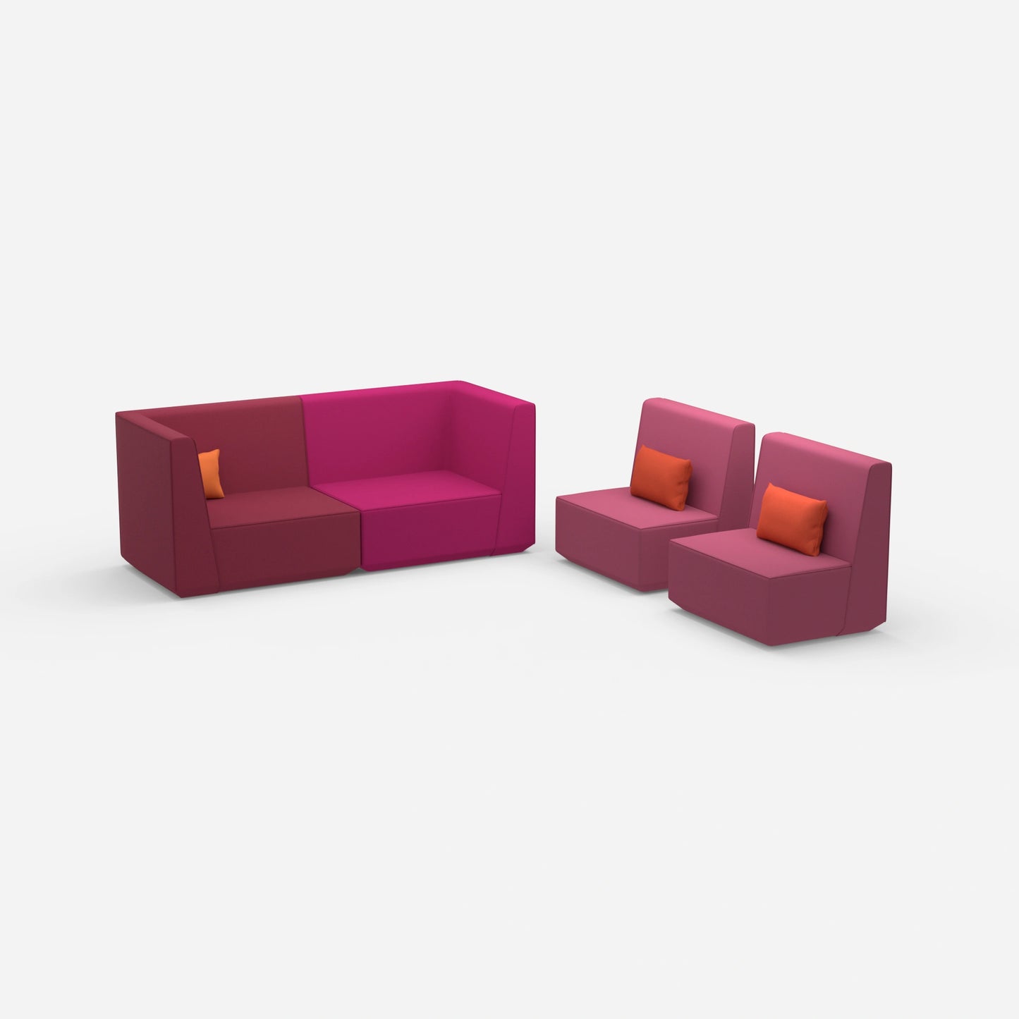 3 Sitzer und 2 Sessel von der Seite