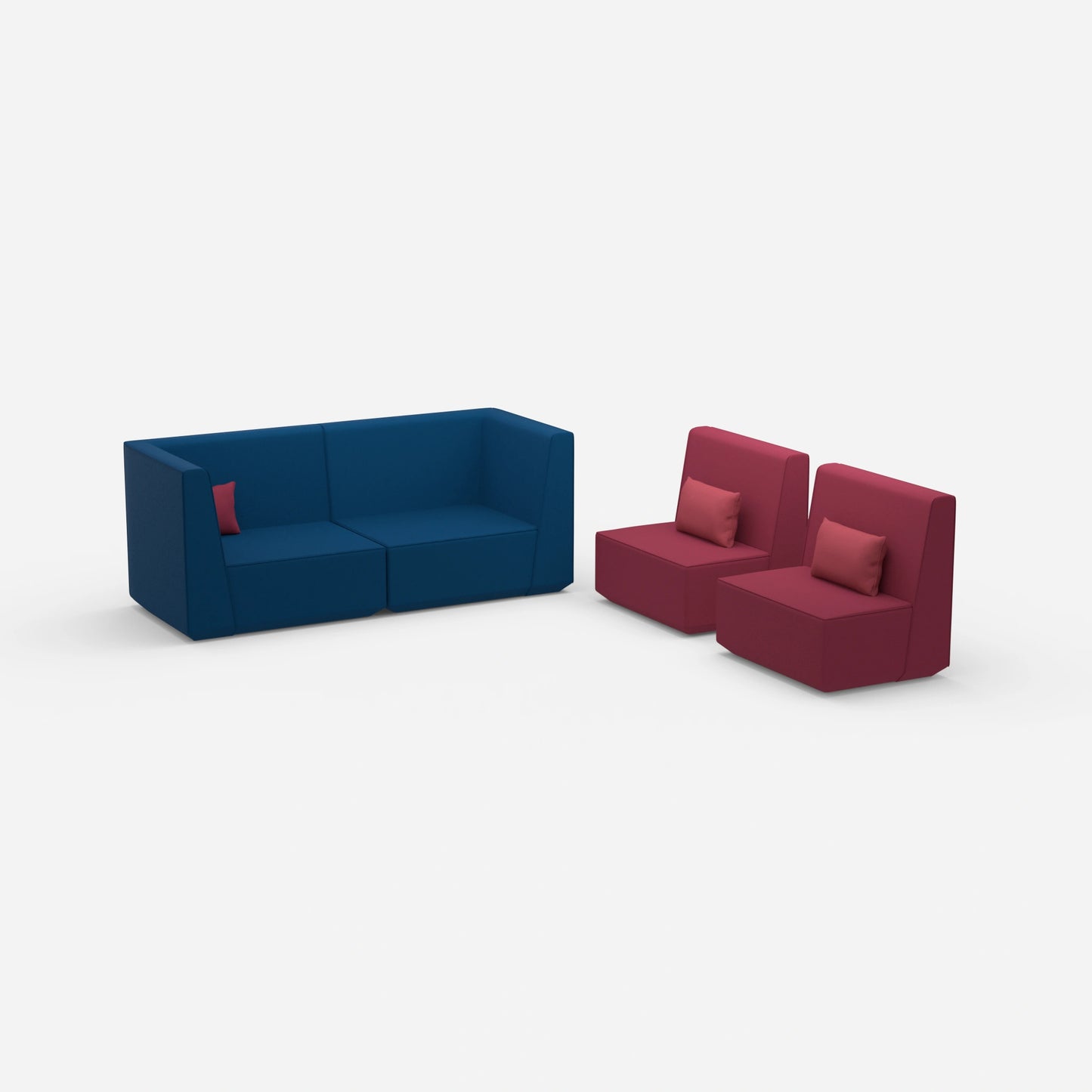 3 Sitzer und 2 Sessel von der Seite