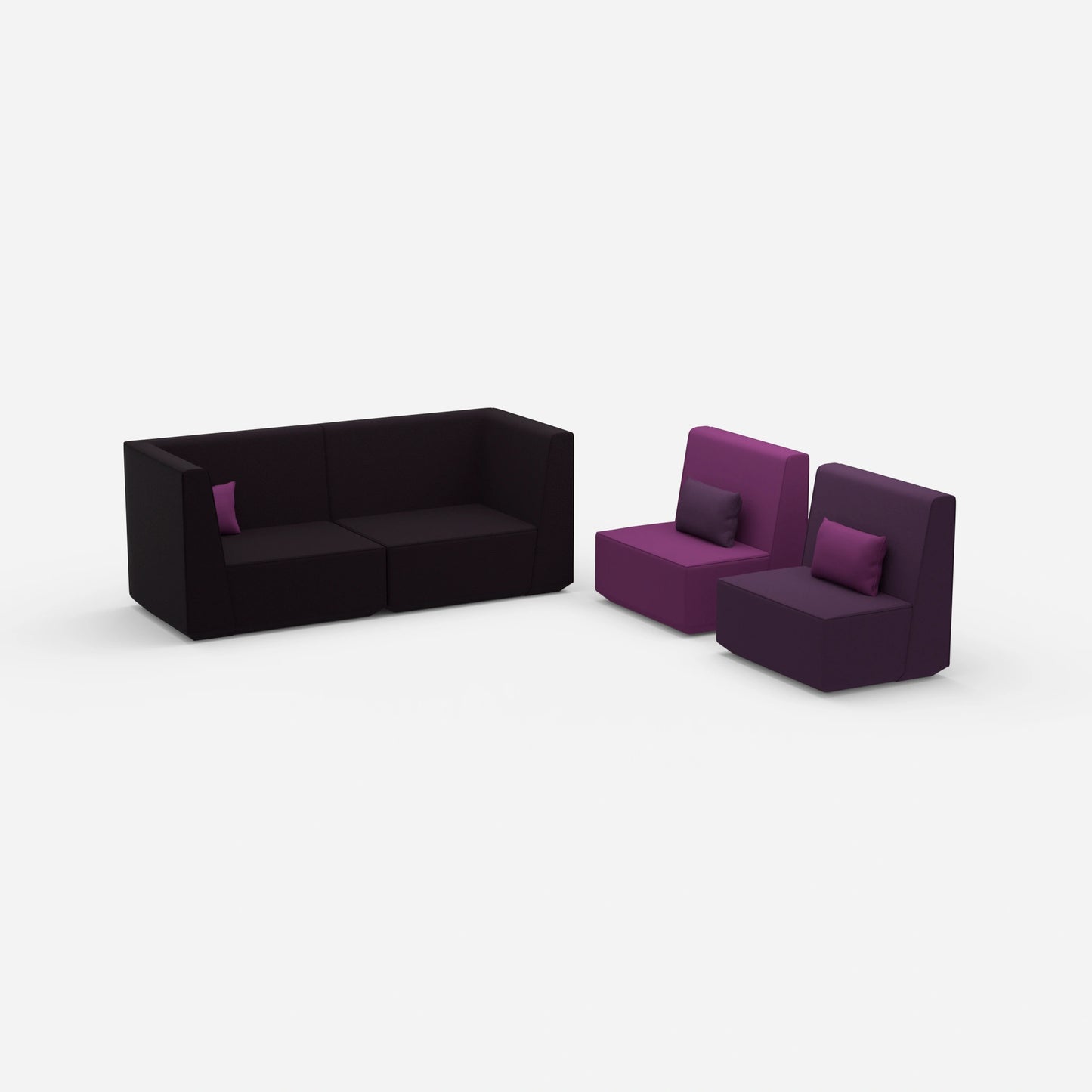3 Sitzer und 2 Sessel von der Seite