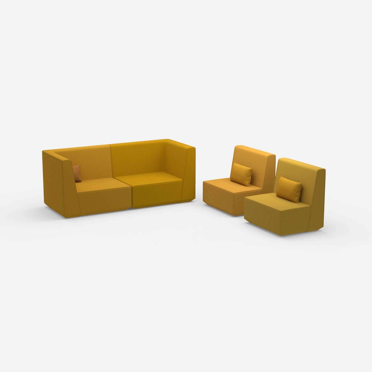3 Sitzer und 2 Sessel von der Seite