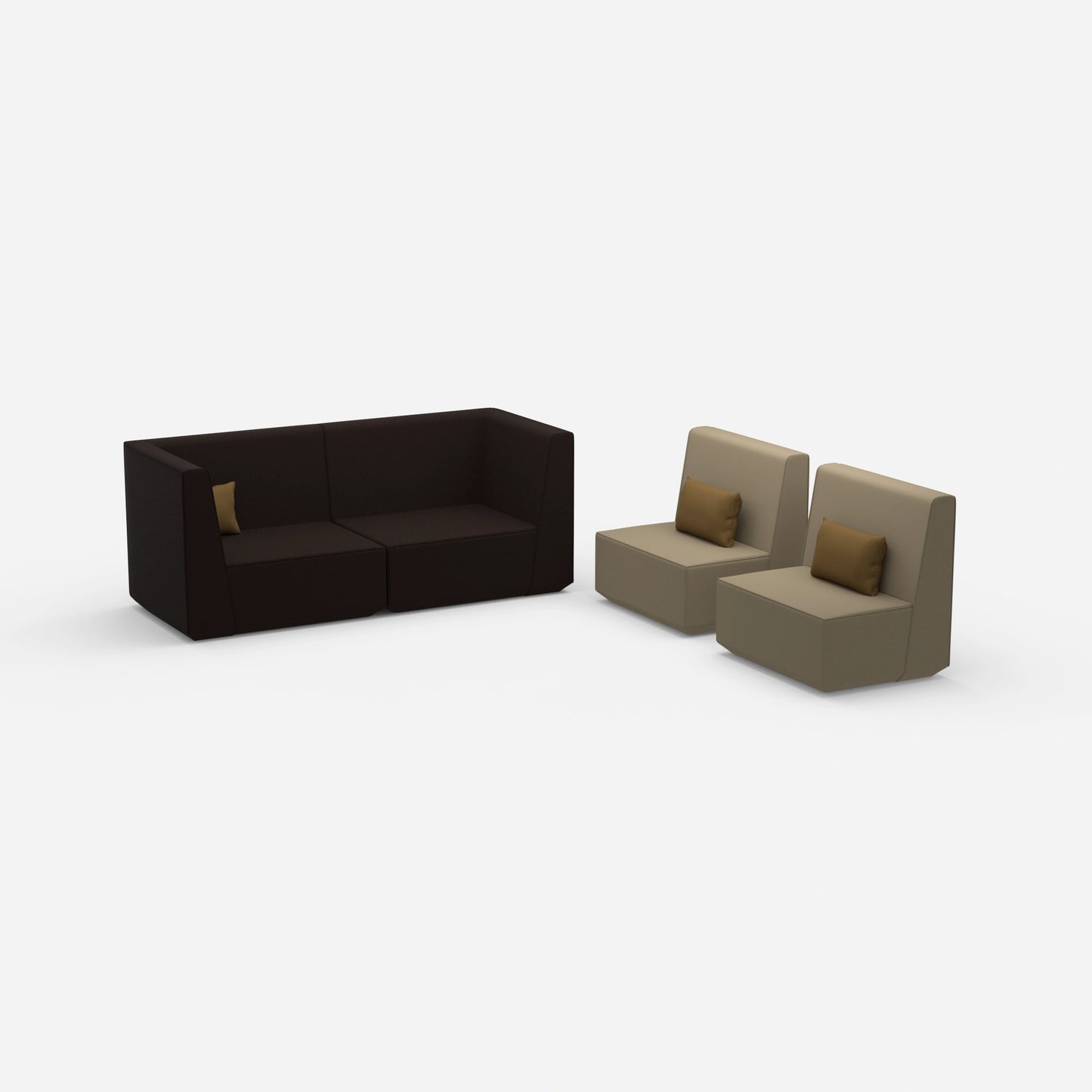 3 Sitzer und 2 Sessel von der Seite