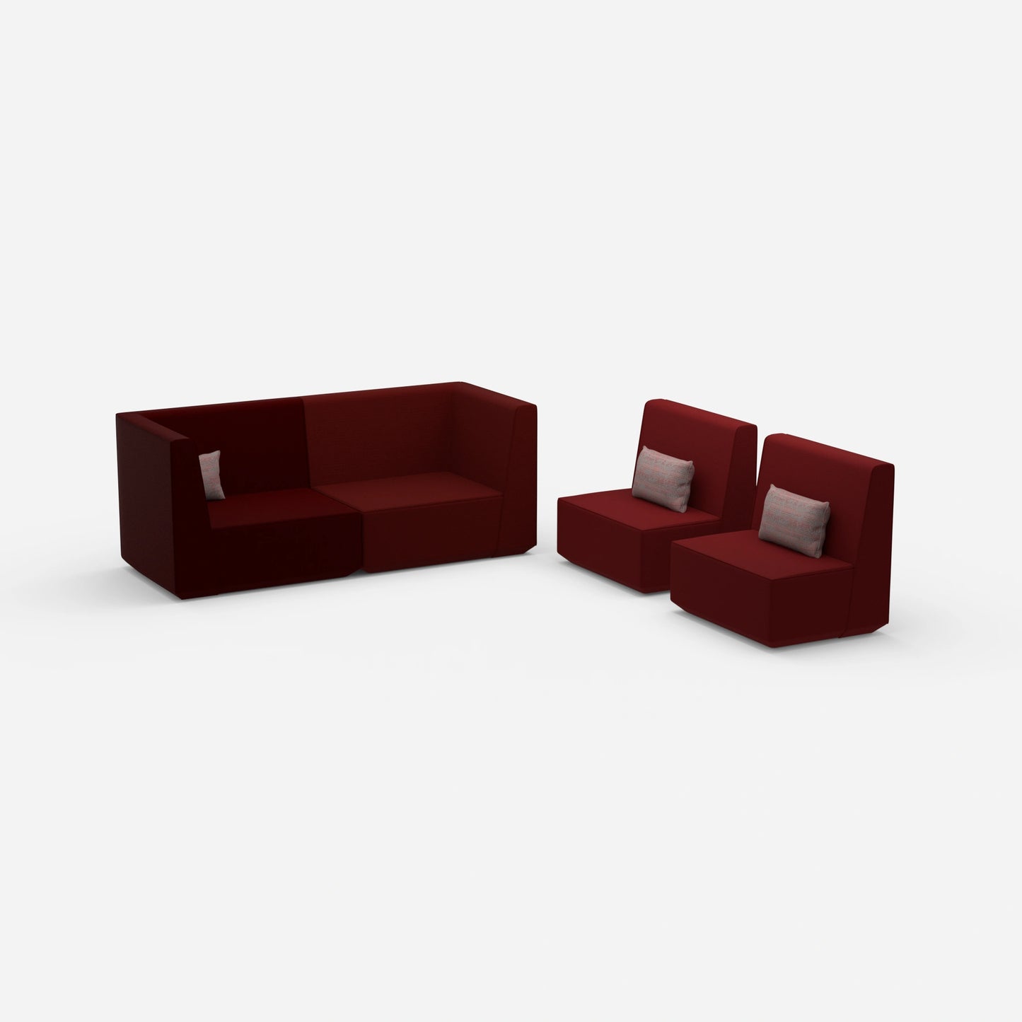 3 Sitzer und 2 Sessel von der Seite