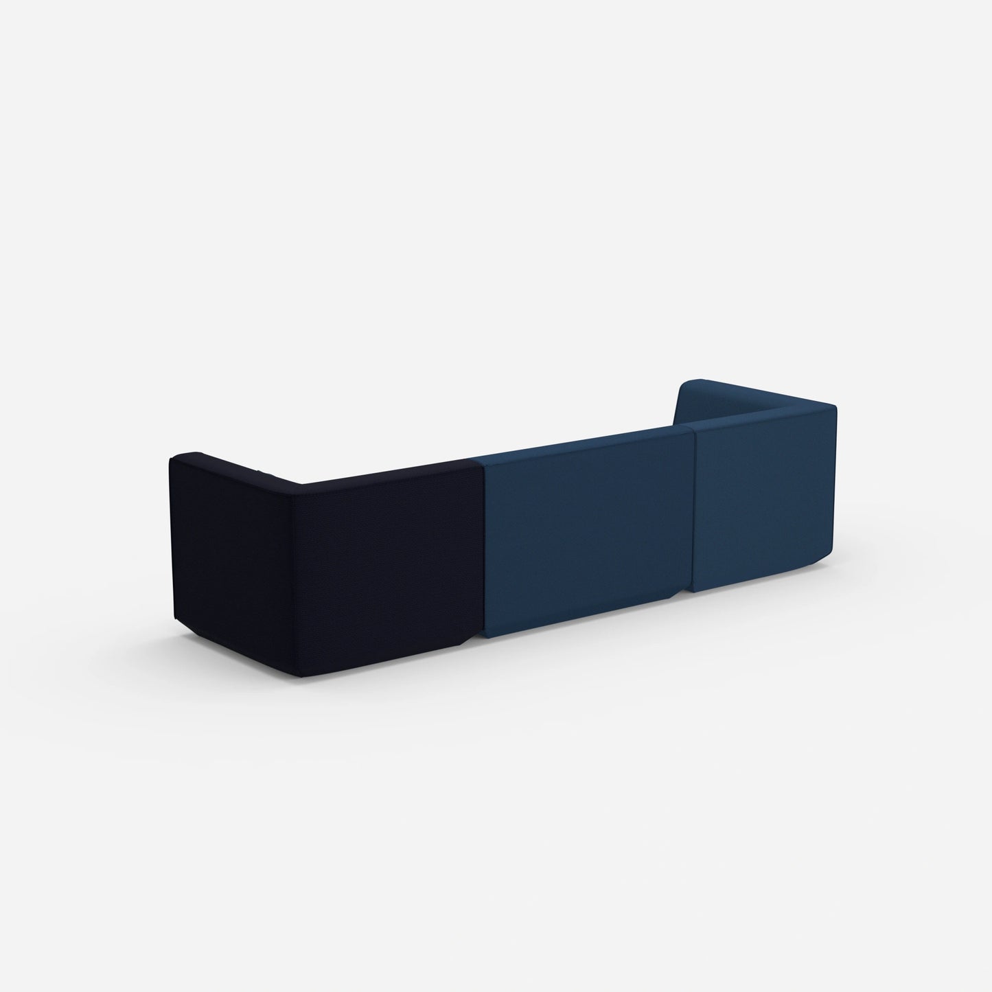3er Sofa blau von hinten