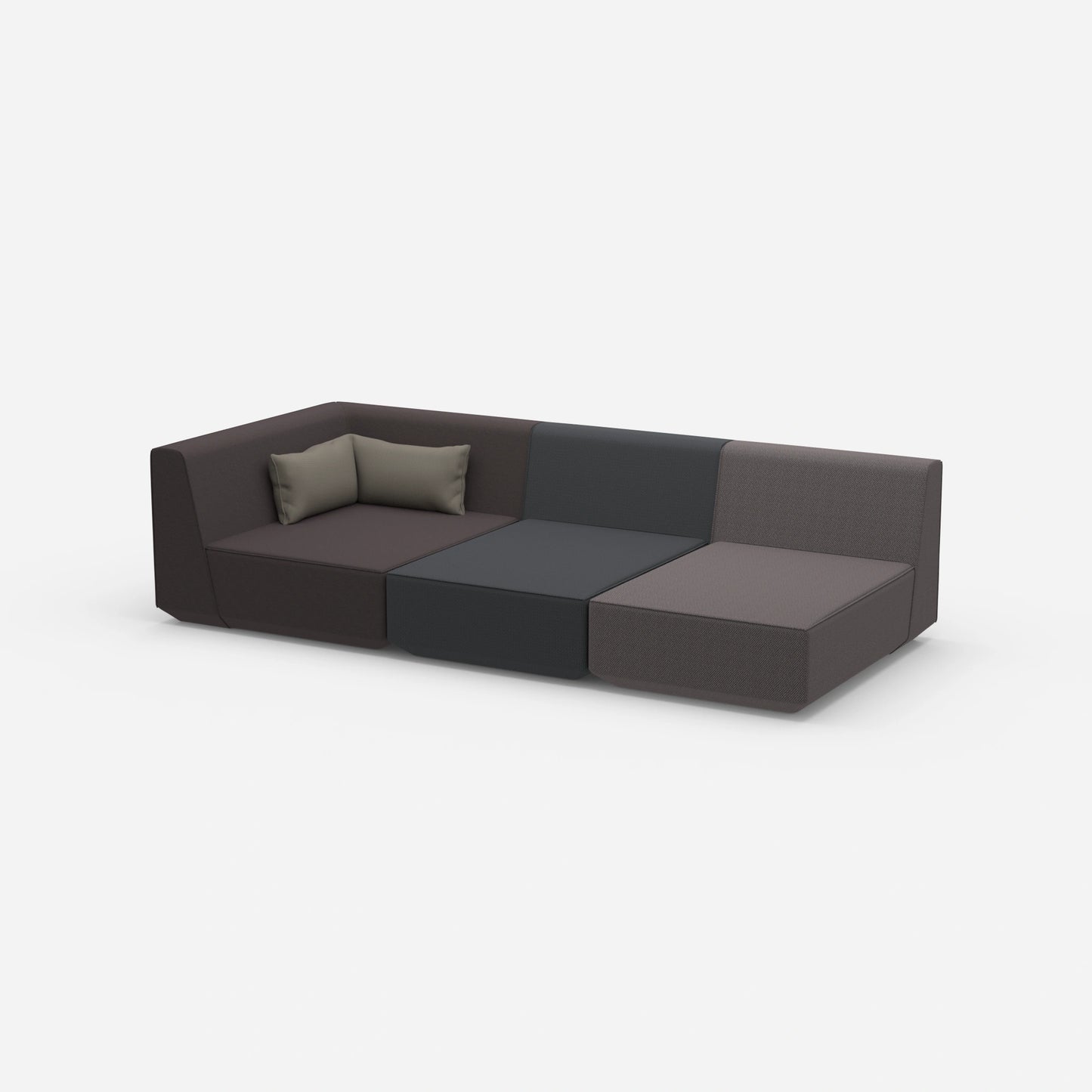 3er Sofa mit Liegefunktion 260 cm breit von der Seite