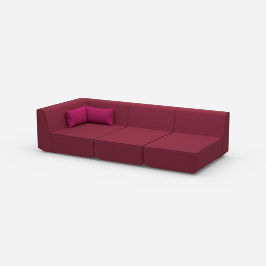 3er Sofa mit Liegefunktion 260 cm breit von der Seite