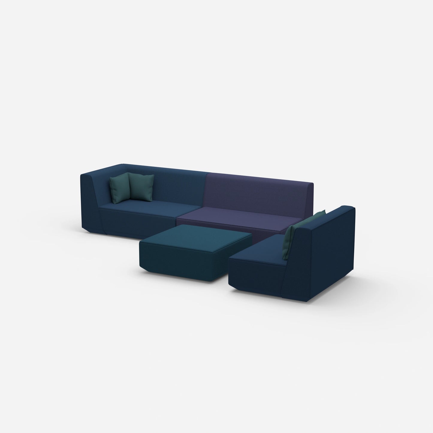 3er Sofa plus Sessel von der Seite