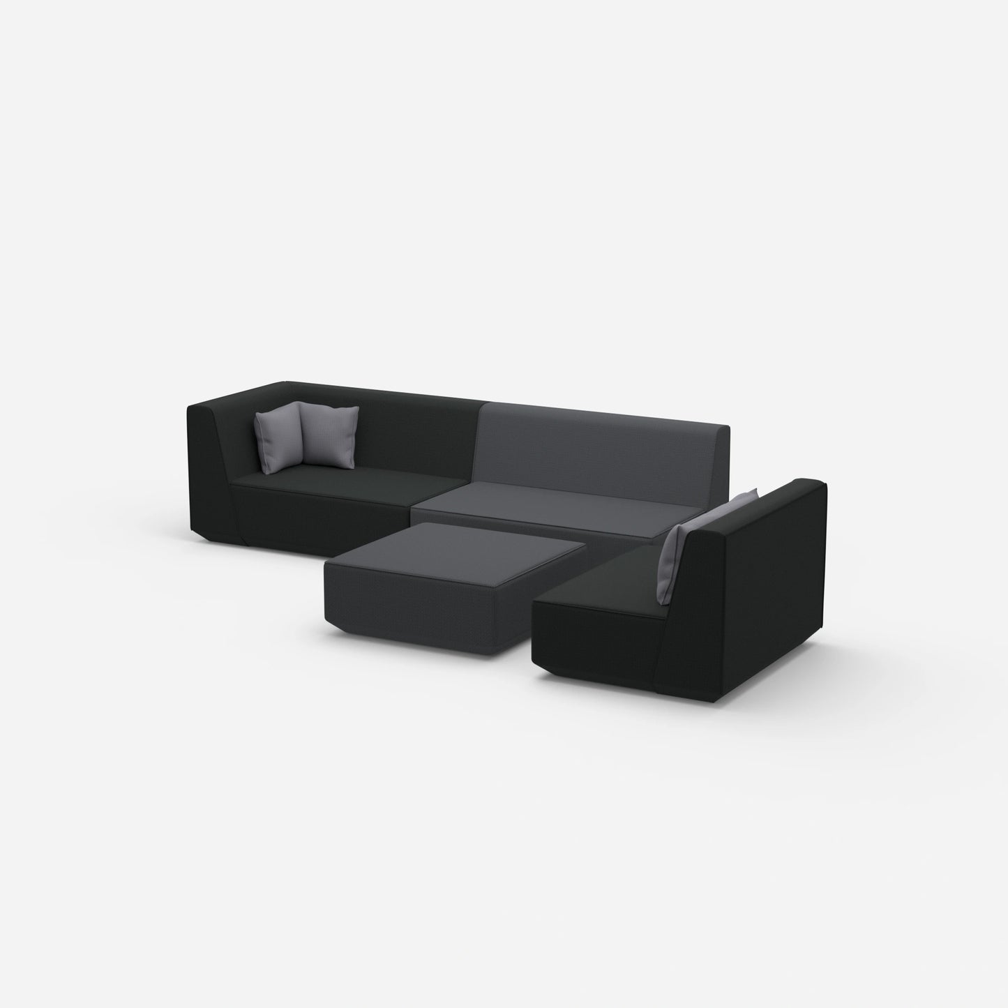 3er Sofa plus Sessel von der Seite