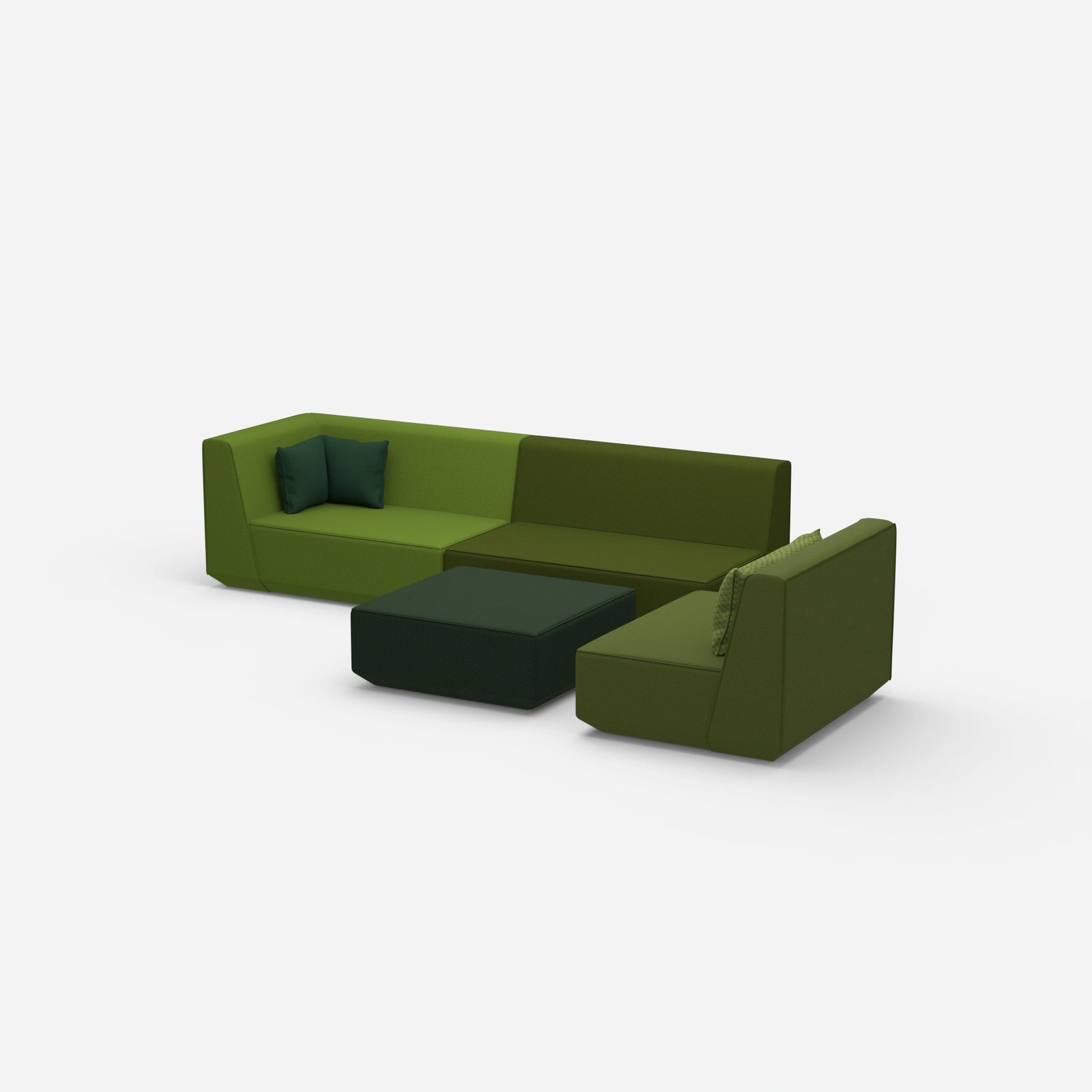 3er Sofa plus Sessel von der Seite
