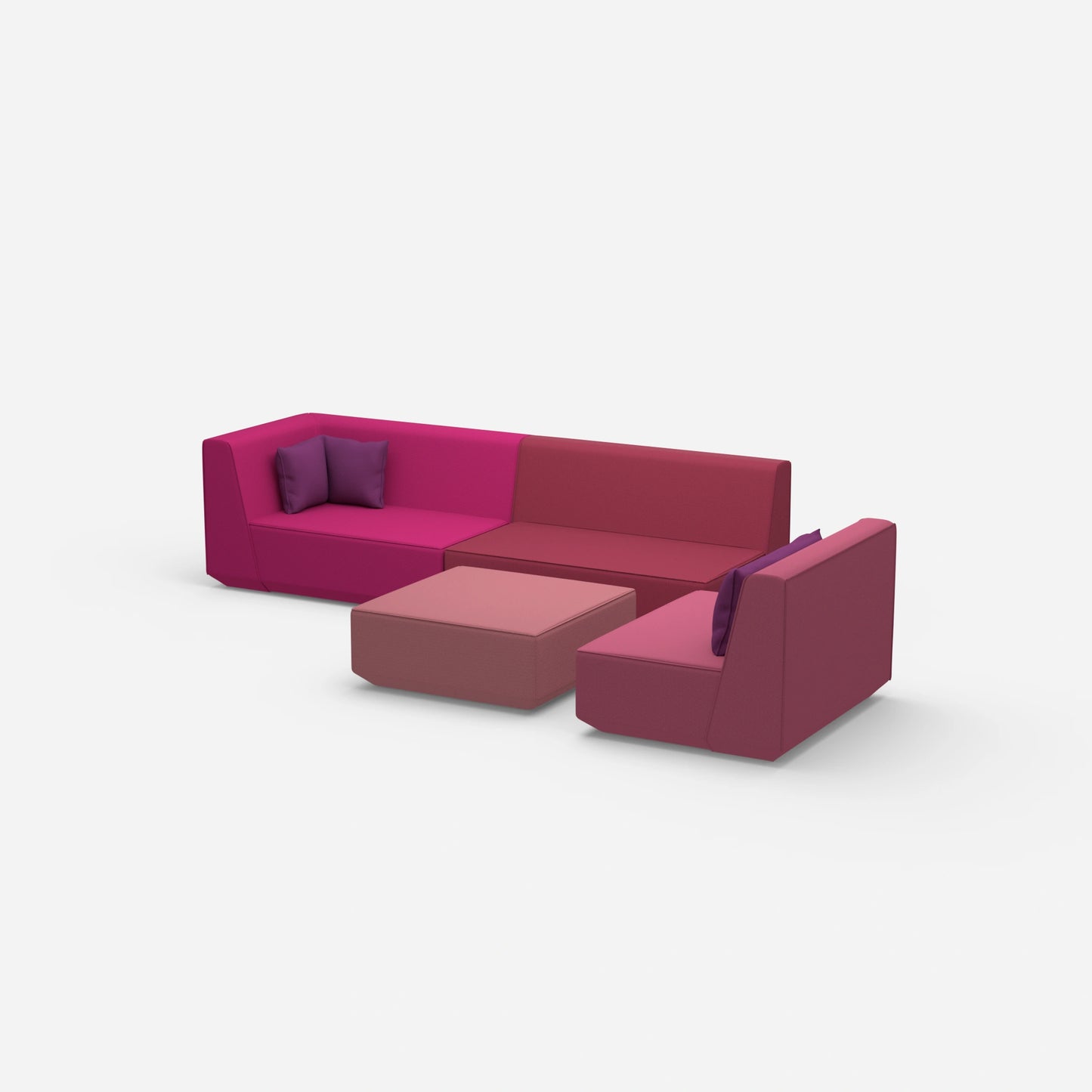 3er Sofa plus Sessel von der Seite