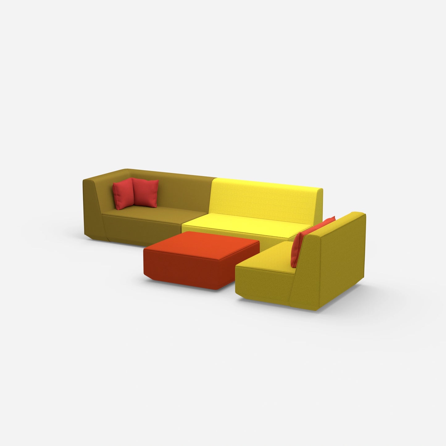 3er Sofa plus Sessel von der Seite
