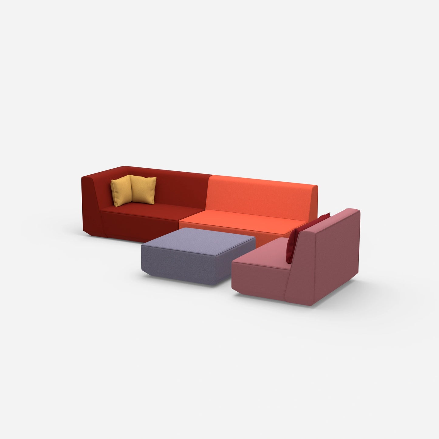 3er Sofa plus Sessel von der Seite