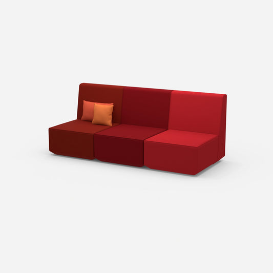 3er Sofa rot von der Seite