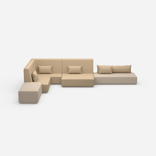 Beige Sofalandschaft in L-Form von vorne