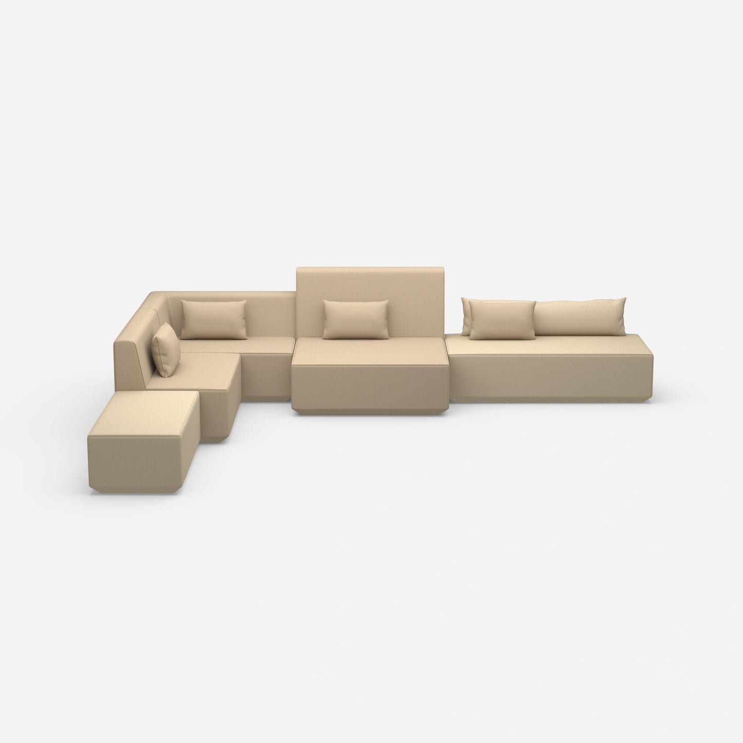 Beige Sofalandschaft in L-Form von vorne