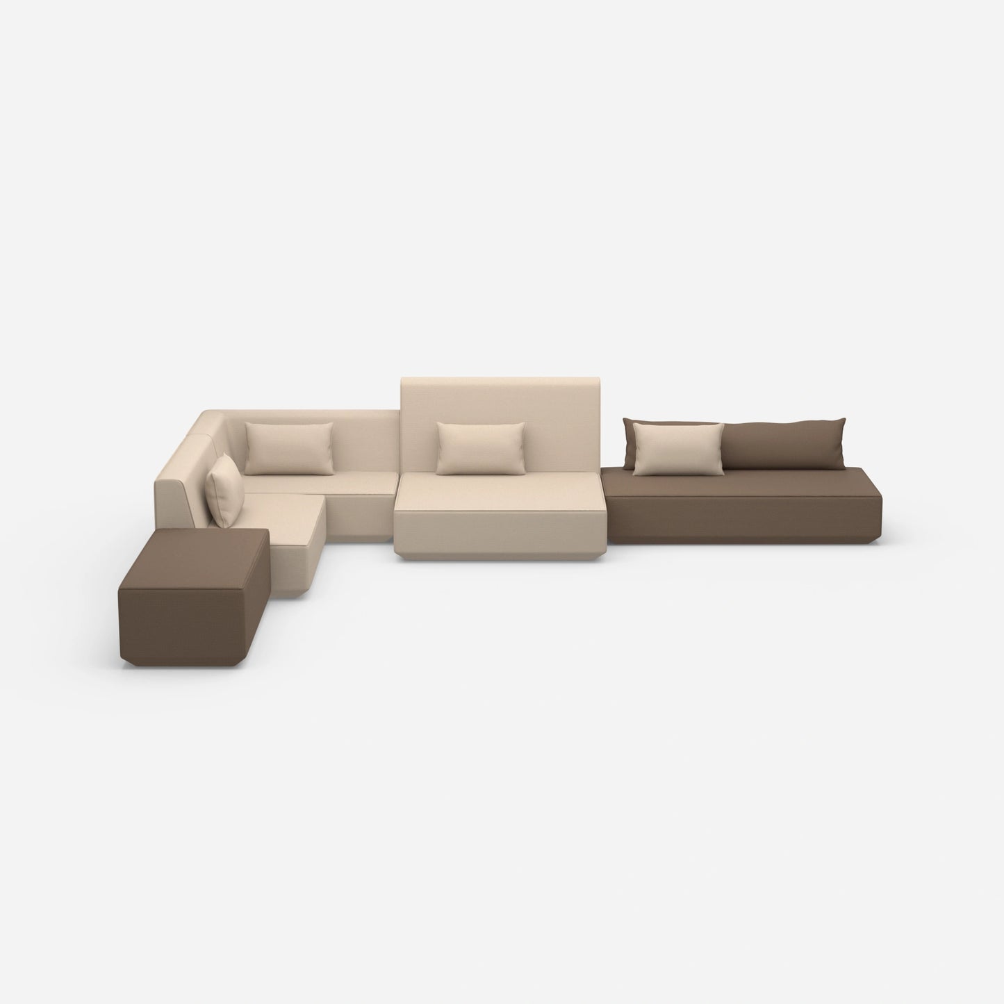 Beige Sofalandschaft in L-Form von vorne