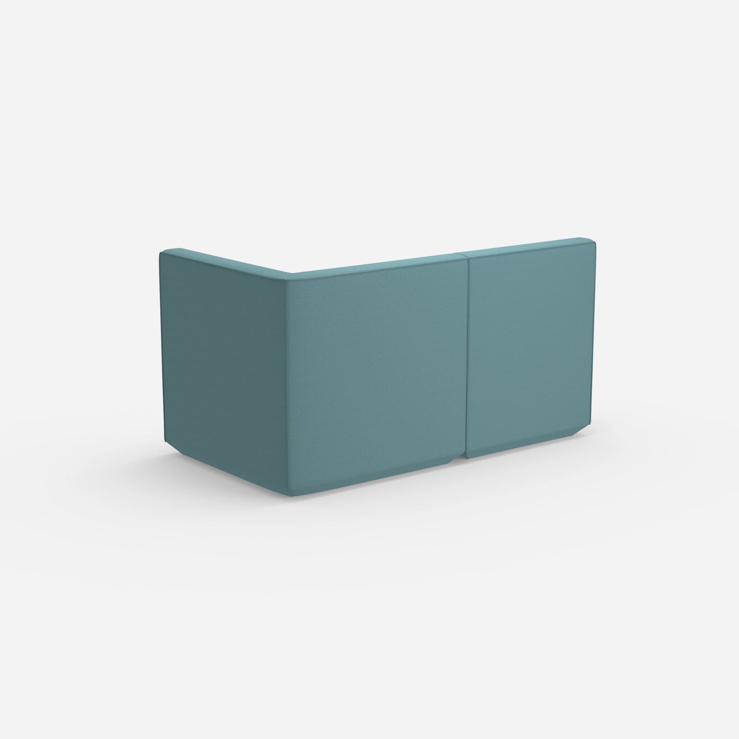 Blaues Modulsofa mit hoher Rückenlehne von hinten