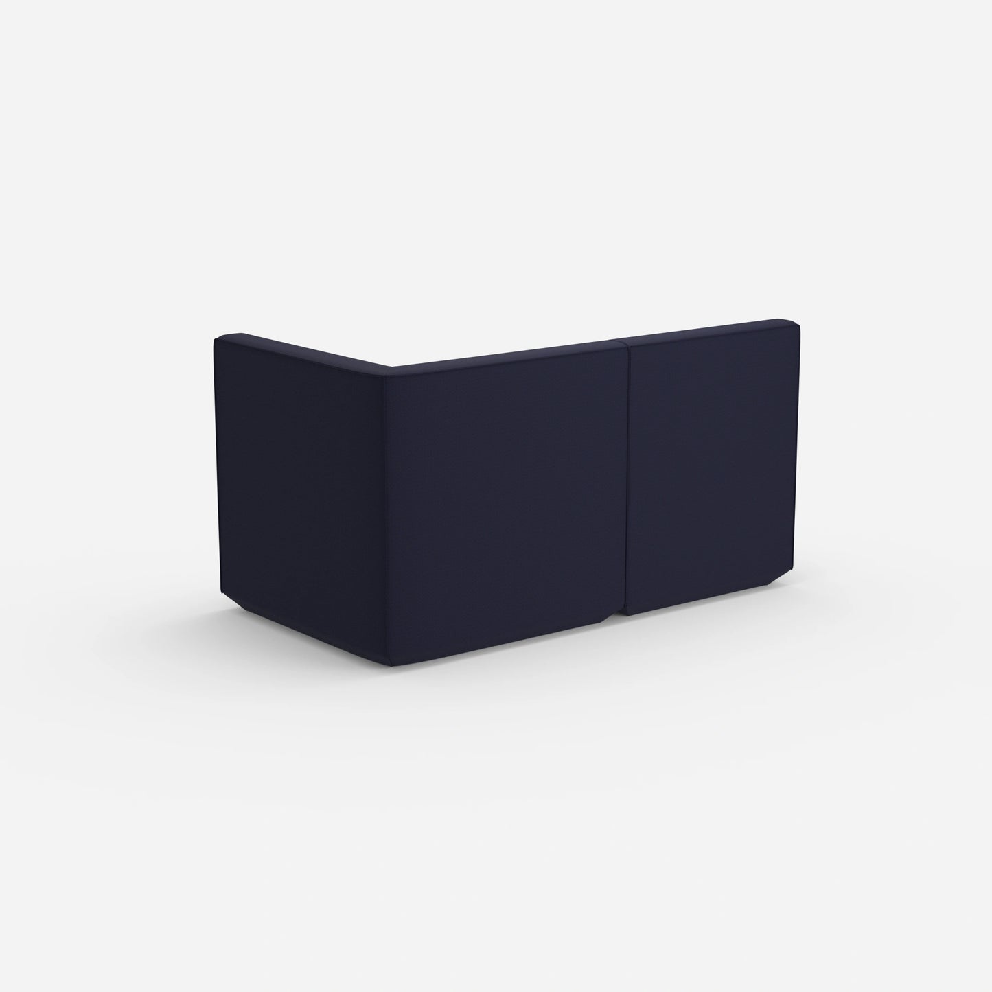 Blaues Modulsofa mit hoher Rückenlehne von hinten