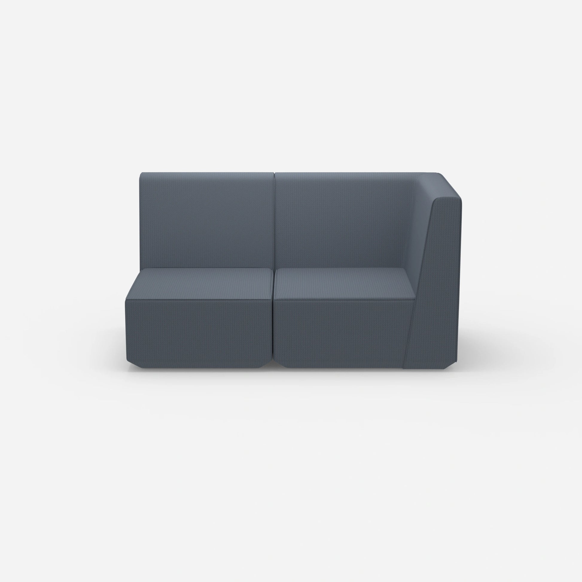Blaues Modulsofa mit hoher Rückenlehne von vorne
