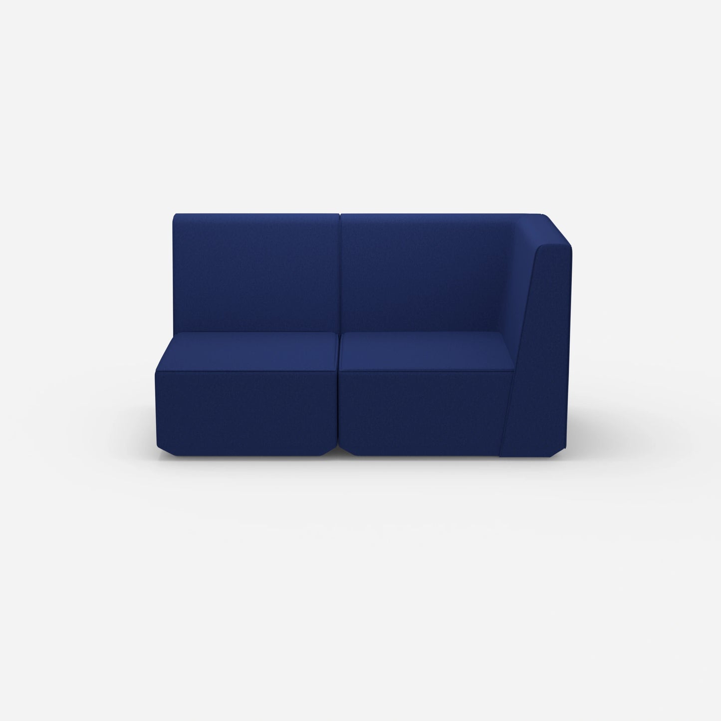 Blaues Modulsofa mit hoher Rückenlehne von vorne