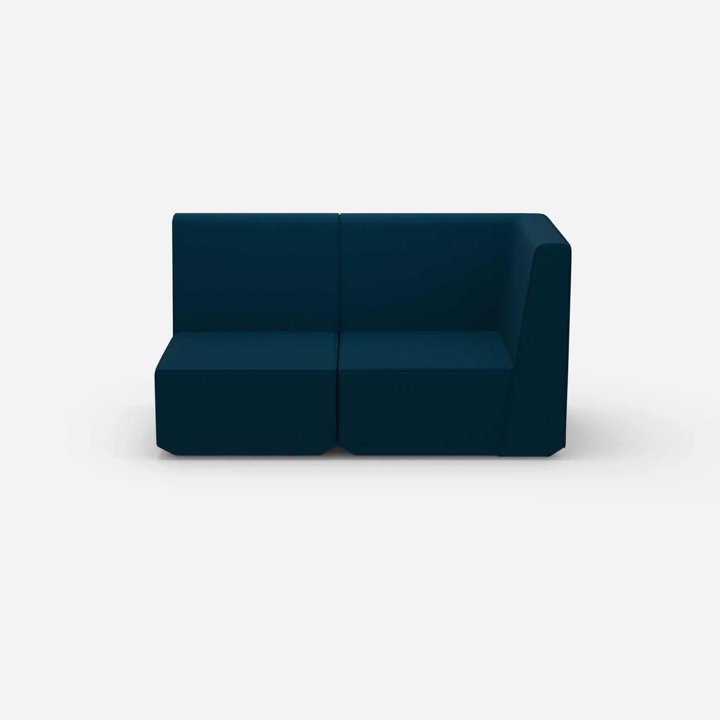 Blaues Modulsofa mit hoher Rückenlehne von vorne