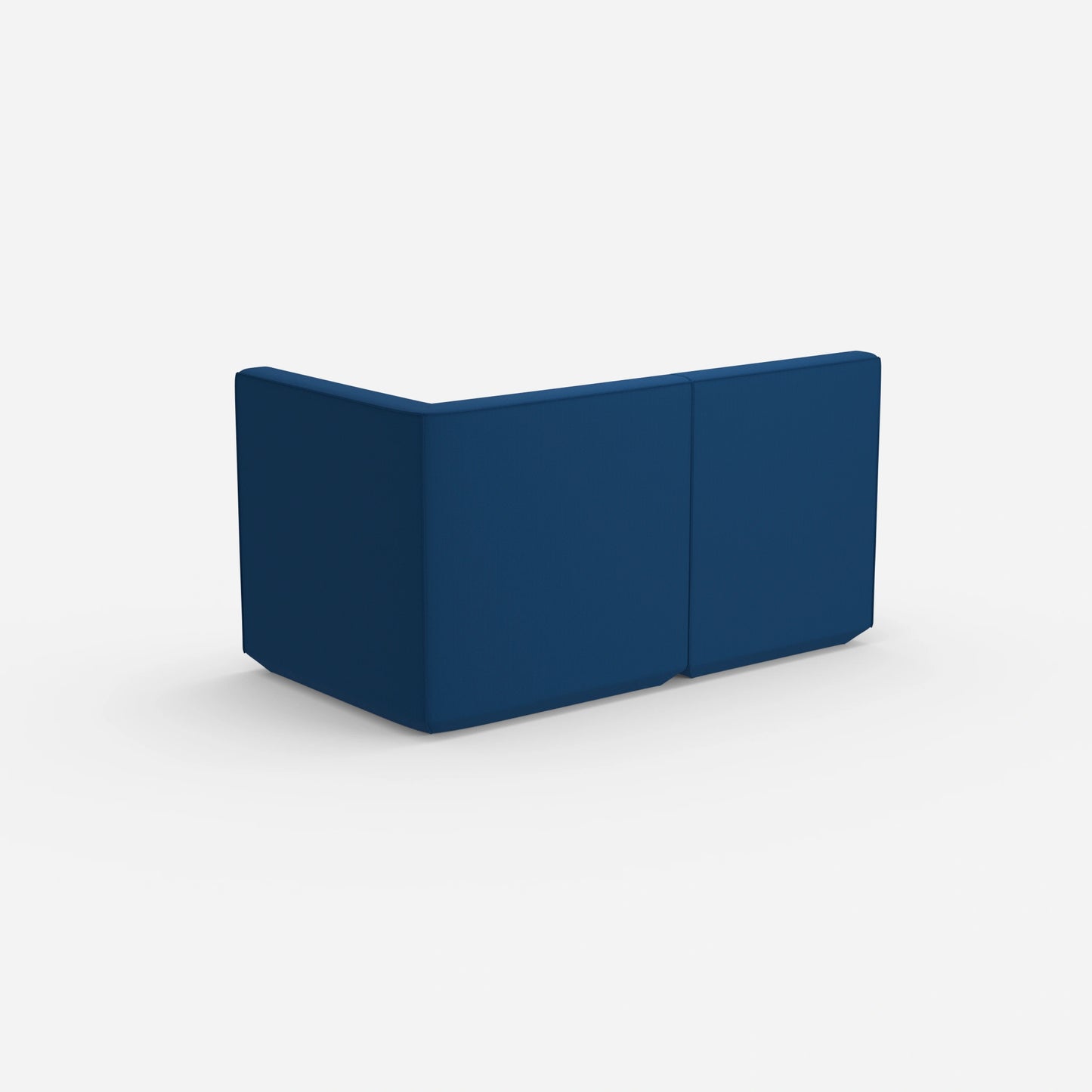 Blaues Modulsofa mit hoher Rückenlehne von hinten