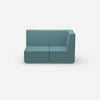 Blaues Zweisitzer Sofa 160 cm breit von vorne