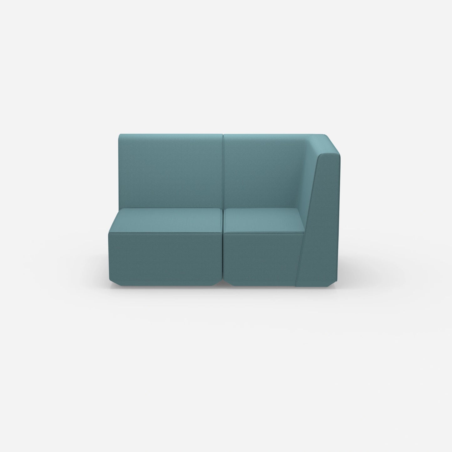 Blaues Zweisitzer Sofa 160 cm breit von vorne