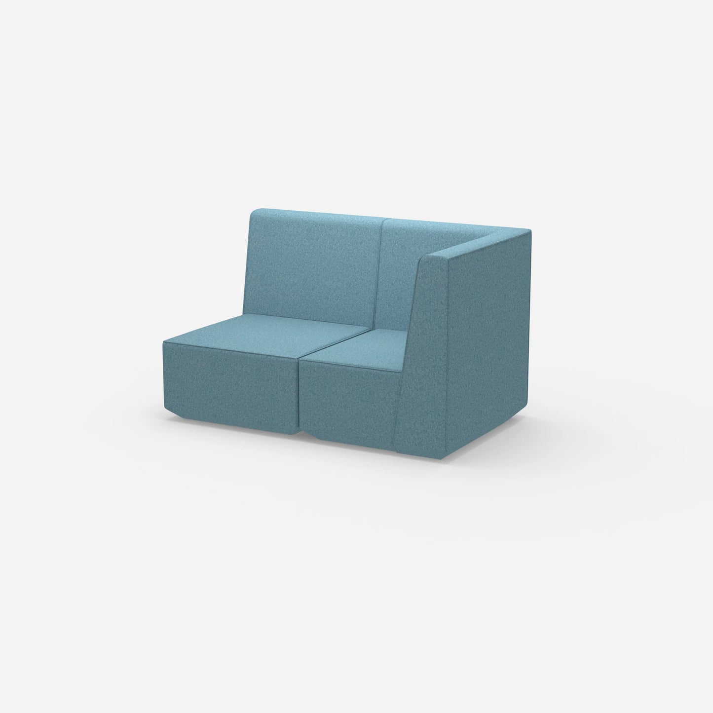 Blaues Zweisitzer Sofa 160 cm breit von der Seite
