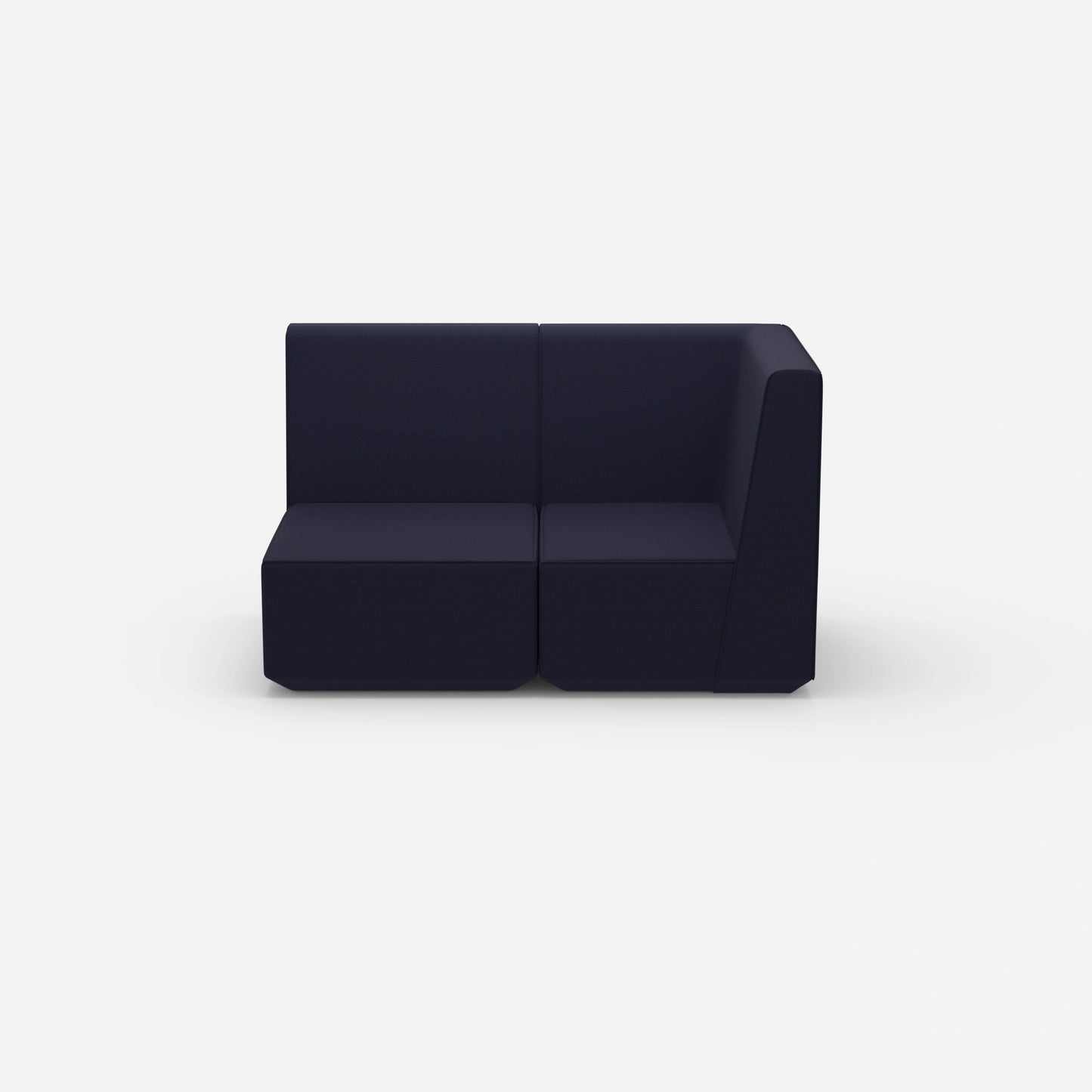 Blaues Zweisitzer Sofa 160 cm breit von vorne