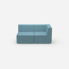 Blaues Zweisitzer Sofa von vorne