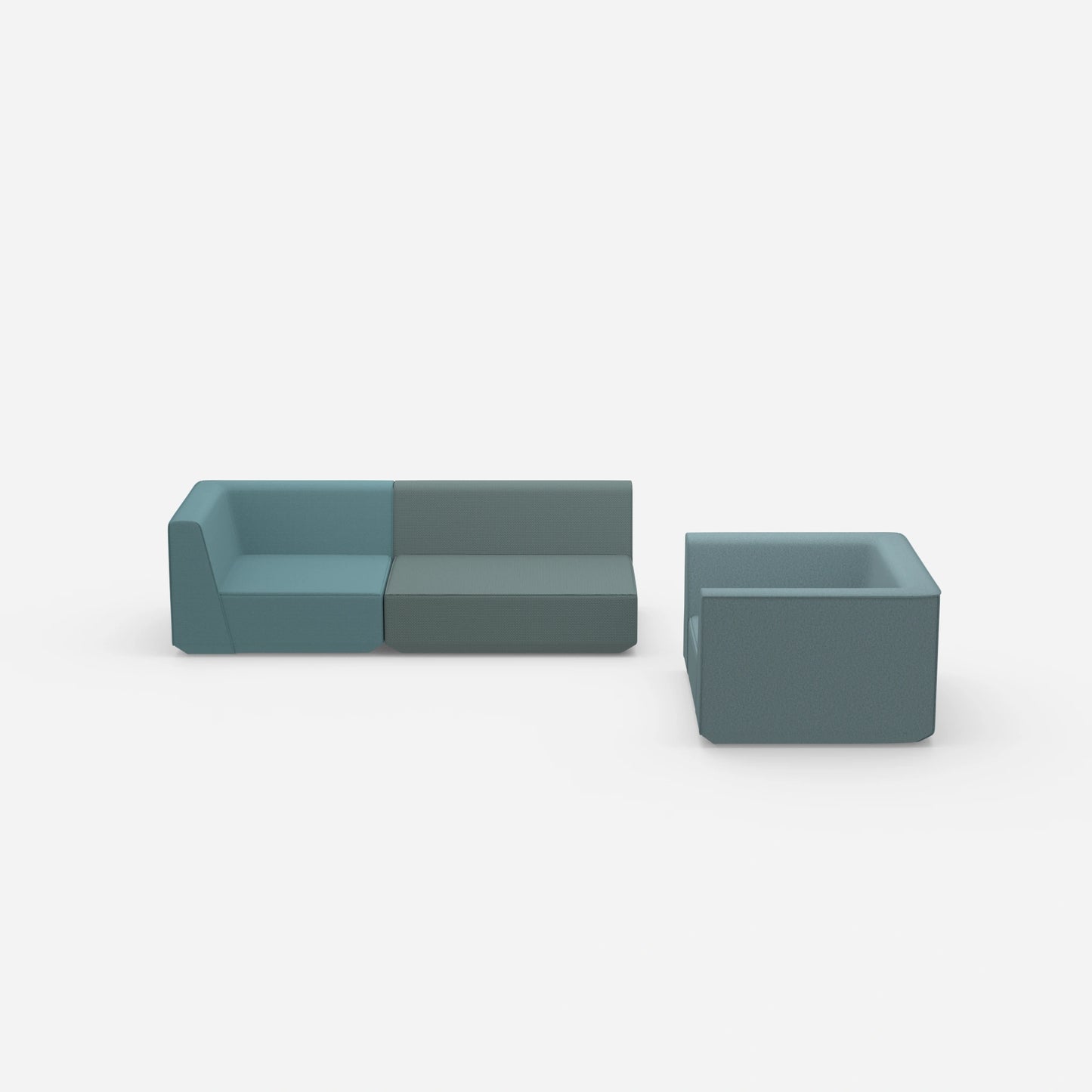 Dreier Sofa mit Sessel von vorne