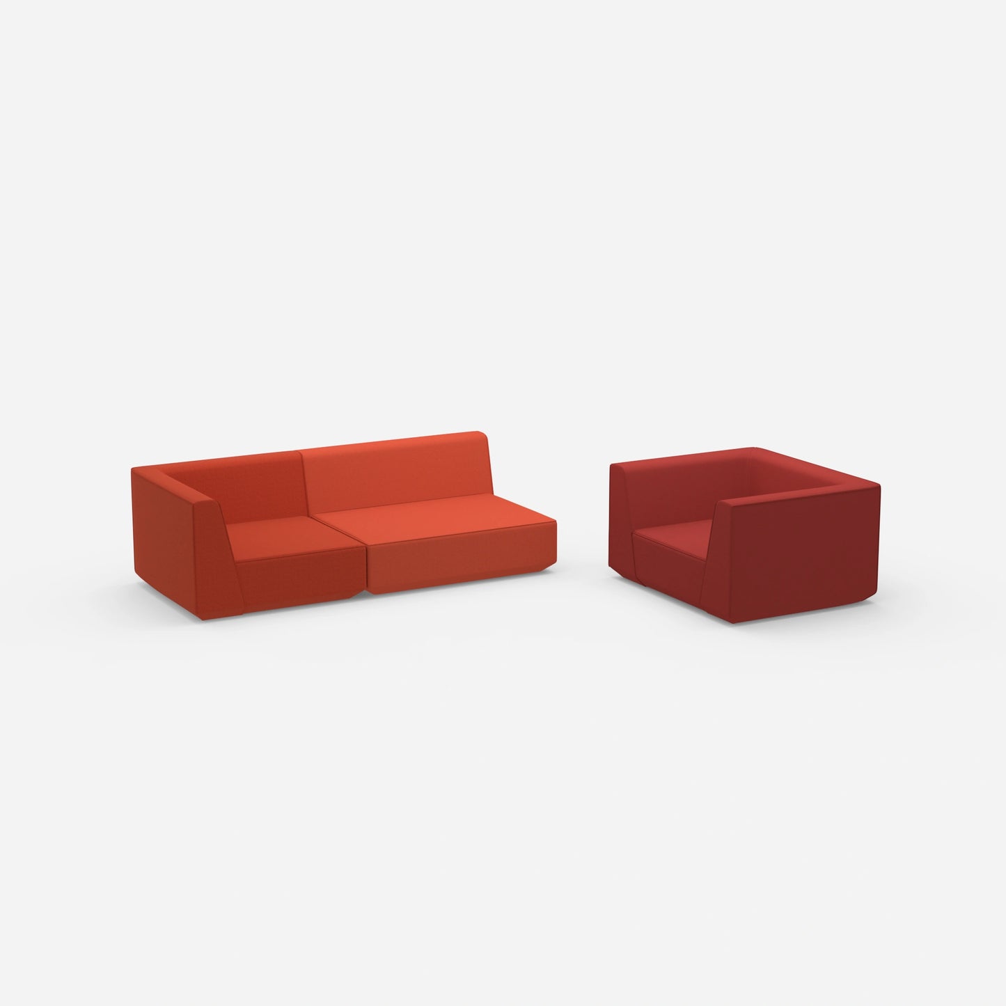 Dreier Sofa mit Sessel von der Seite