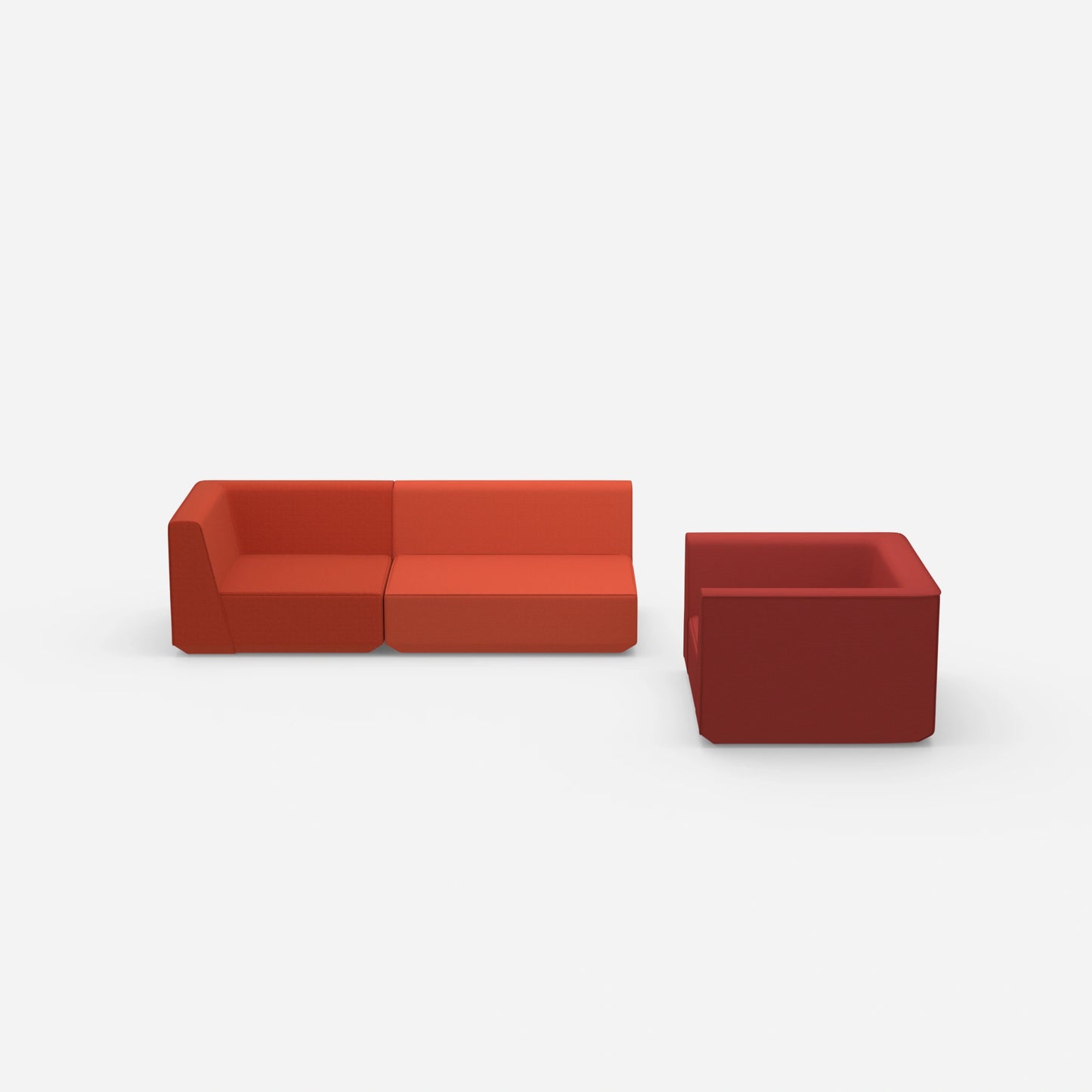 Dreier Sofa mit Sessel von vorne