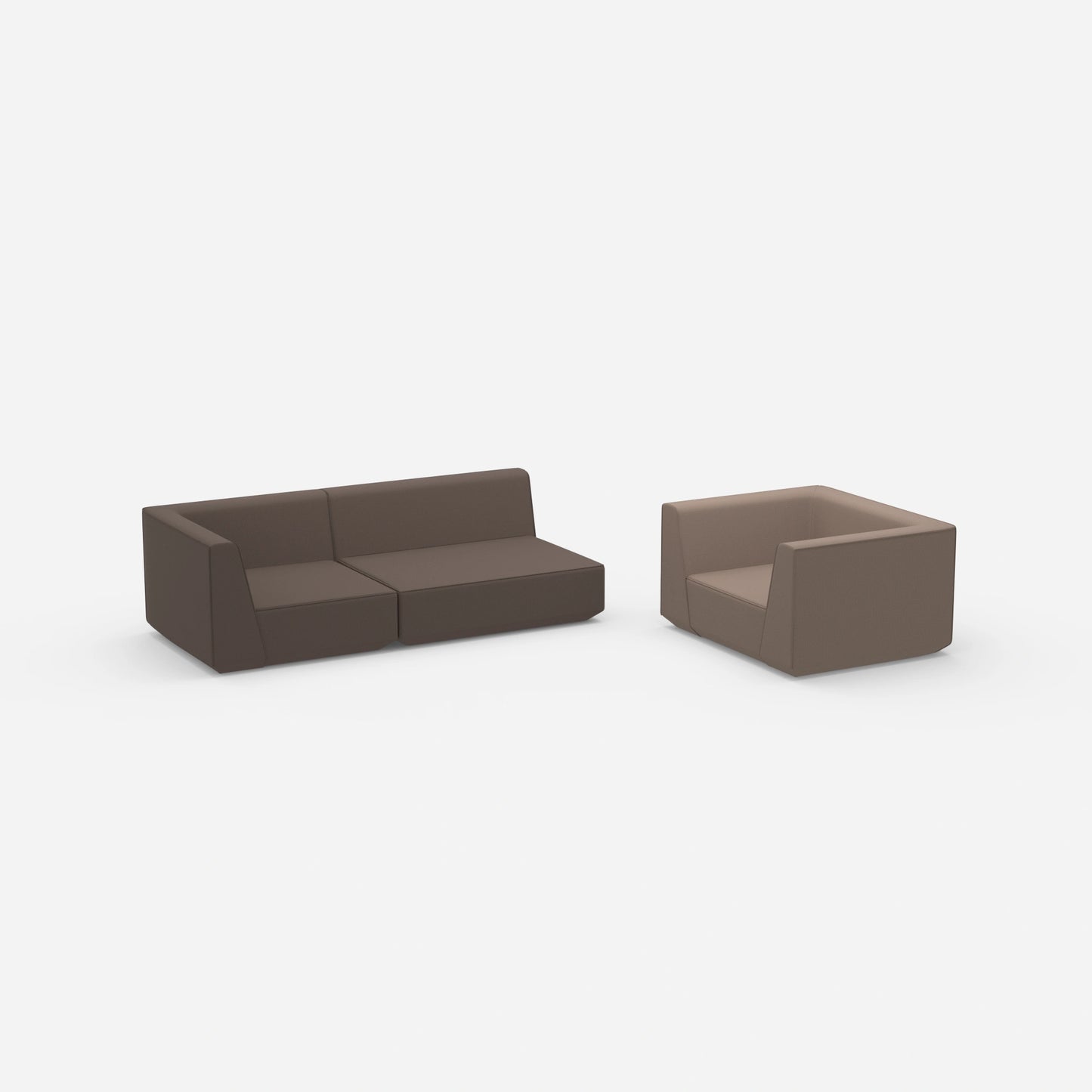 Dreier Sofa mit Sessel von der Seite