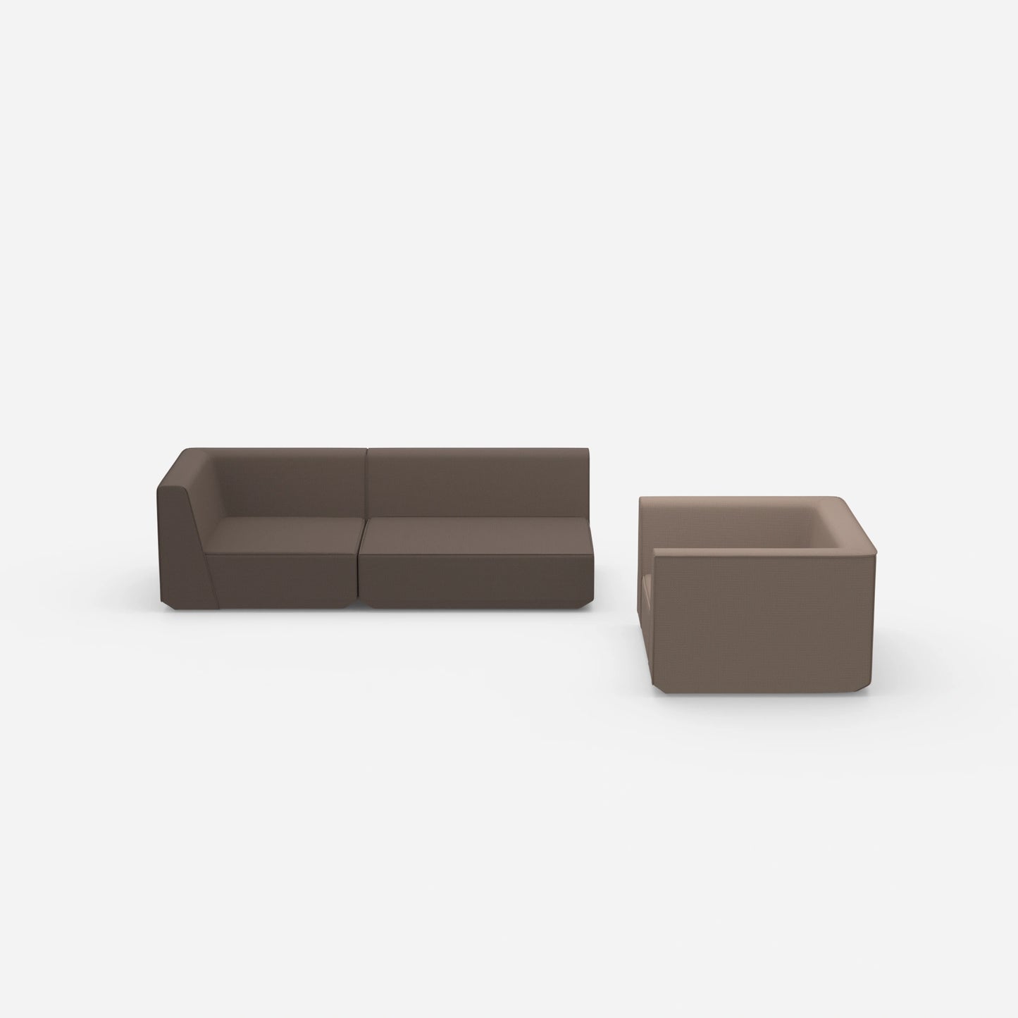 Dreier Sofa mit Sessel von vorne