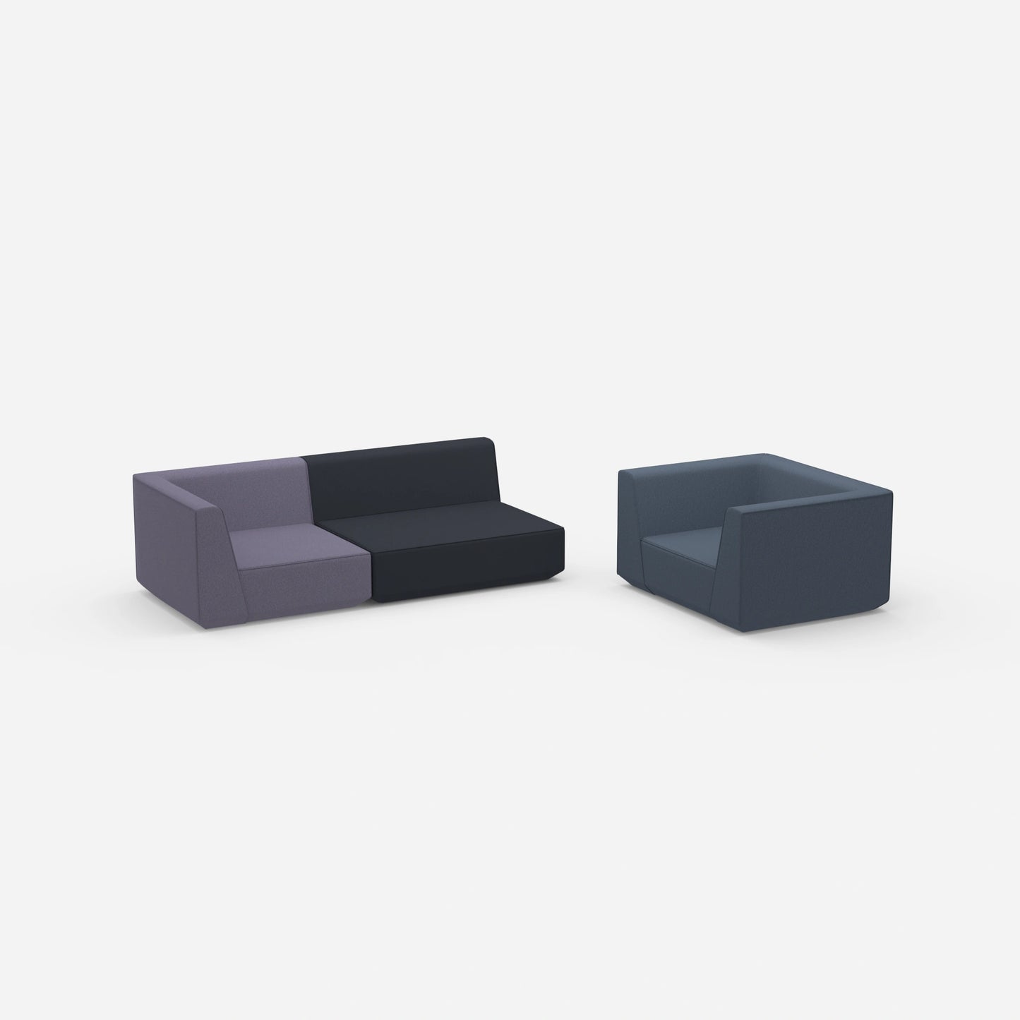 Dreier Sofa mit Sessel von der Seite
