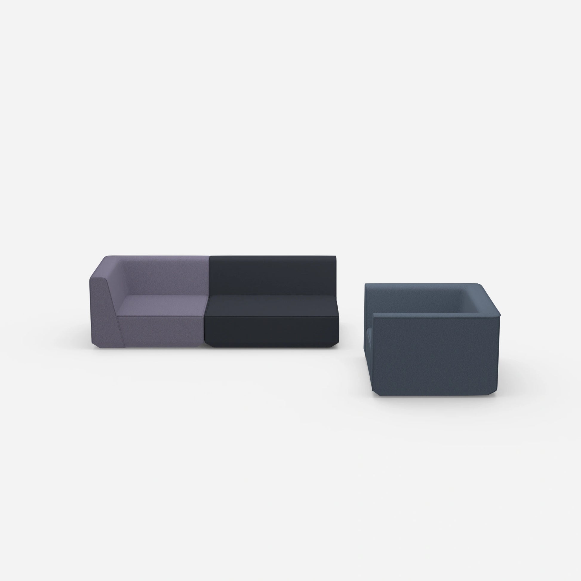 Dreier Sofa mit Sessel von vorne