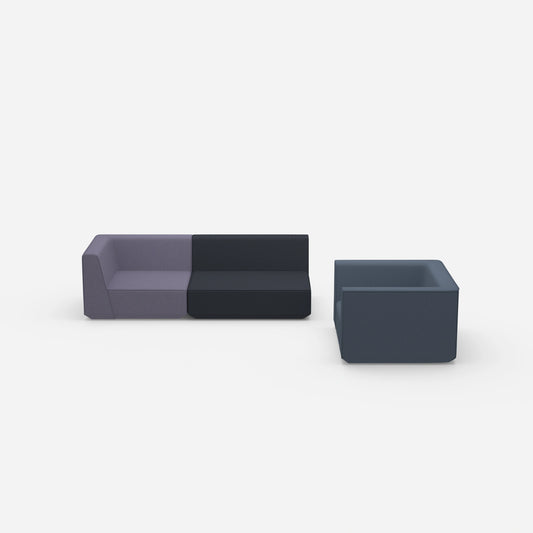 Dreier Sofa mit Sessel von vorne